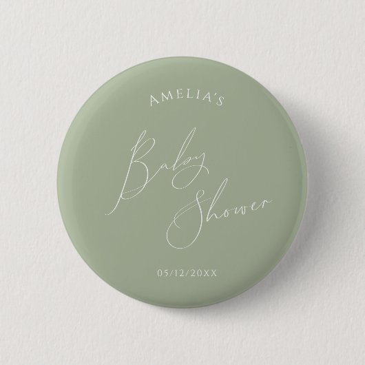 grillig salie groen Baby shower Ronde Button 5,7 Cm (Voorkant)