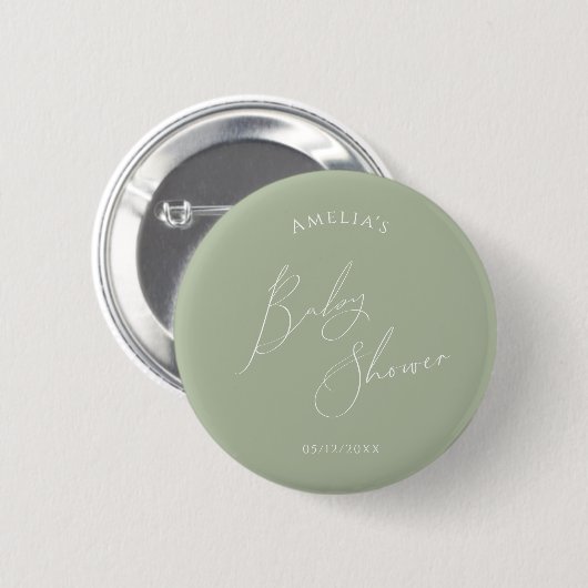 grillig salie groen Baby shower Ronde Button 5,7 Cm (Voorkant /achterkant)