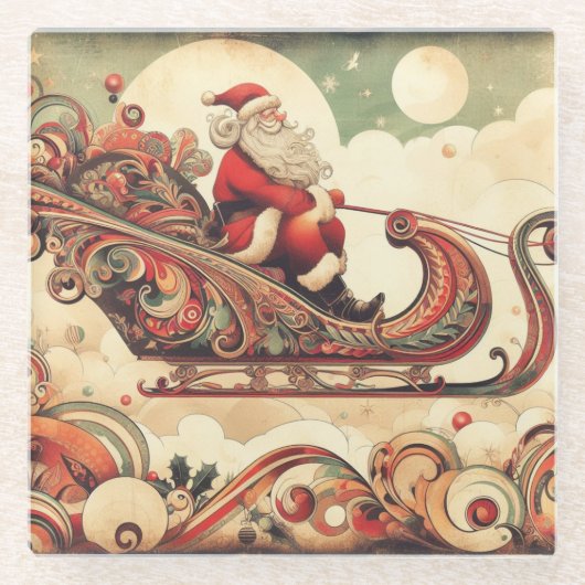 /grillig/santa/kerst glazen onderzetter (Voorkant)