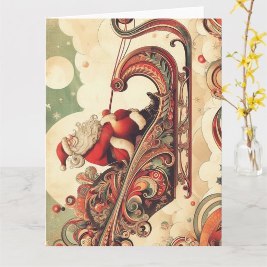 /grillig/santa/kerst kaart (Gele Bloem)