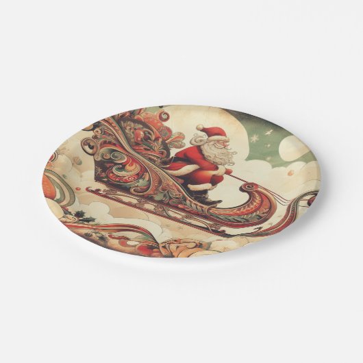 /grillig/santa/kerst papieren bordje (Gekanteld)