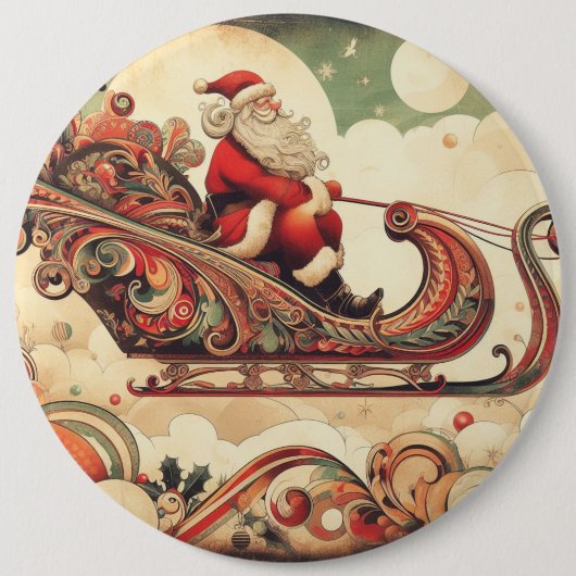 /grillig/santa/kerst ronde button 6,0 cm (Voorkant)