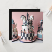 GRILLIG SCHAKEN THEMA VERJAARDAGSTAART KAART (Voorkant / Achterkant in situ)