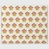 grillig Schattige Gezellig huis Verjaardags Wrappi Cadeaupapier (Vlak)