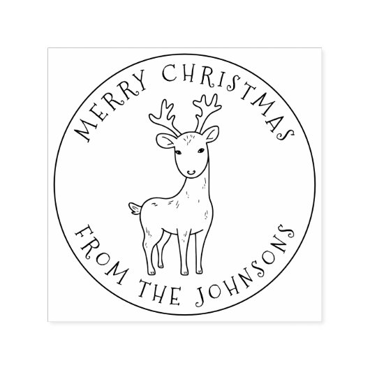 grillig Schattige rendier vrolijk kerstgezin Zelfinktende Stempel (Design)