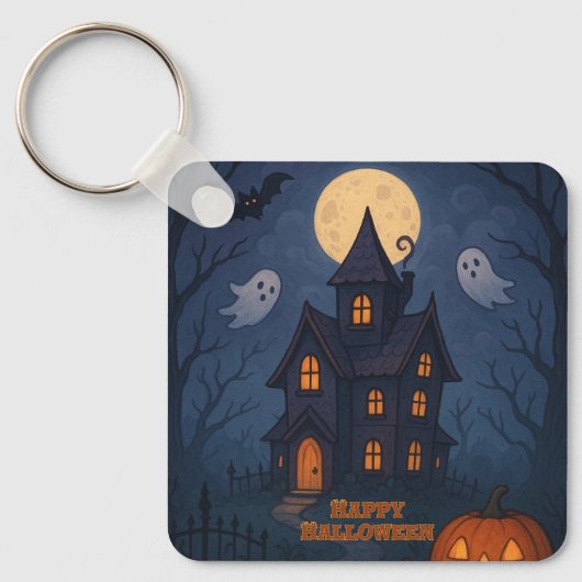 grillig Schattige spookachtig spookhuis | Hallowee Sleutelhanger (Voorkant)