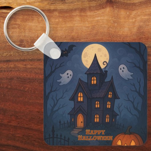 grillig Schattige spookachtig spookhuis | Hallowee Sleutelhanger (Voorkant)