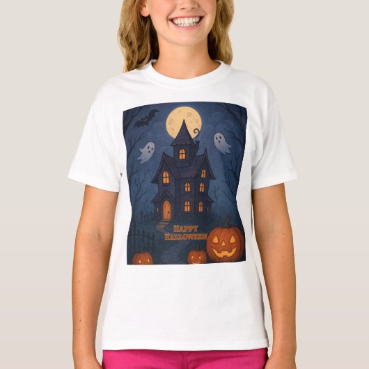 grillig Schattige spookachtig spookhuis | Hallowee T-shirt (Voorkant)