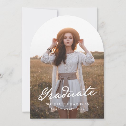 grillig schrift | Chic Photo Graduation Party Kaart (Voorkant)