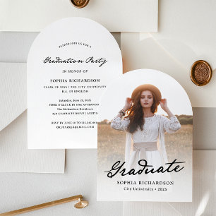 grillig schrift   Chic Photo Graduation Party Kaart