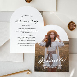 grillig schrift | Chic Photo Graduation Party Kaart
