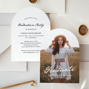 grillig schrift   Chic Photo Graduation Party Kaart