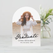 grillig schrift | Chic Photo Graduation Party Kaart (Staand voorkant)