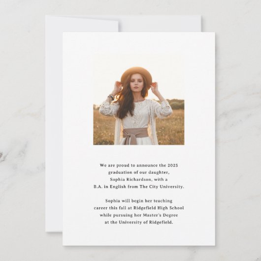 grillig schrift | Chic Twee Foto Afstuderen Aankondiging (Achterkant)