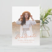 grillig schrift | Chic Twee Foto Afstuderen Aankondiging (Staand voorkant)