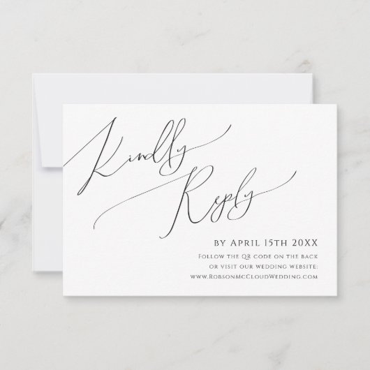 grillig schrift | Horizontale QR-Code RSVP-kaart RSVP Kaartje (Voorkant)