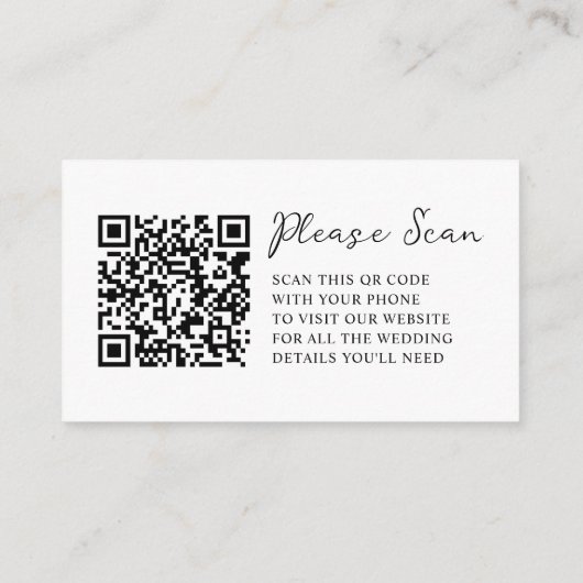 grillig schrift | Huwelijkswebsite QR Code Informatiekaartje (Achterkant)