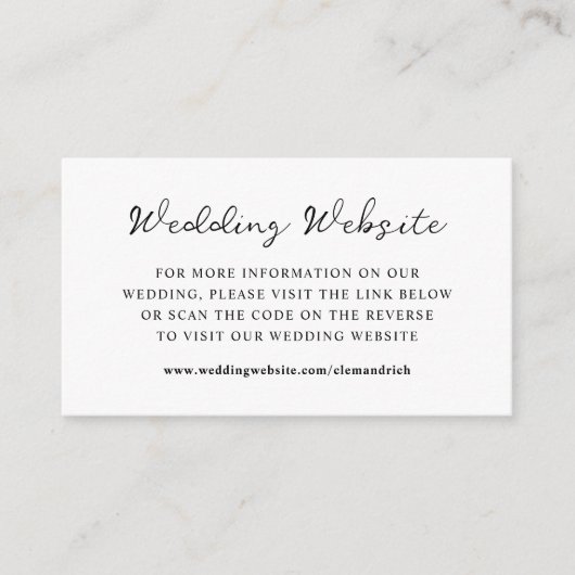 grillig schrift | Huwelijkswebsite QR Code Informatiekaartje (Voorkant)