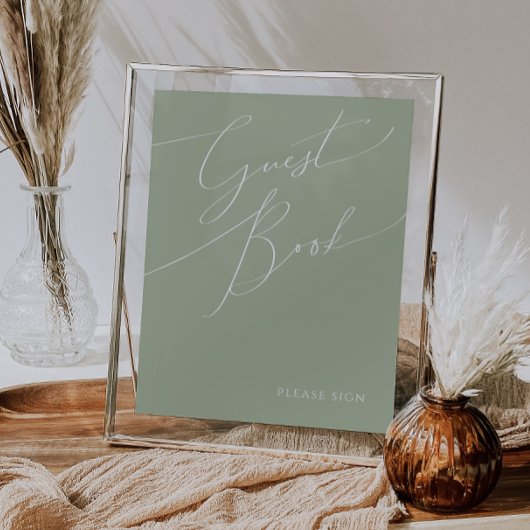 Grillig schrift | Saliegroen gastboek teken Poster