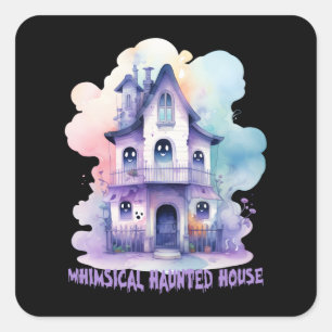 grillig spookhuis vierkante sticker