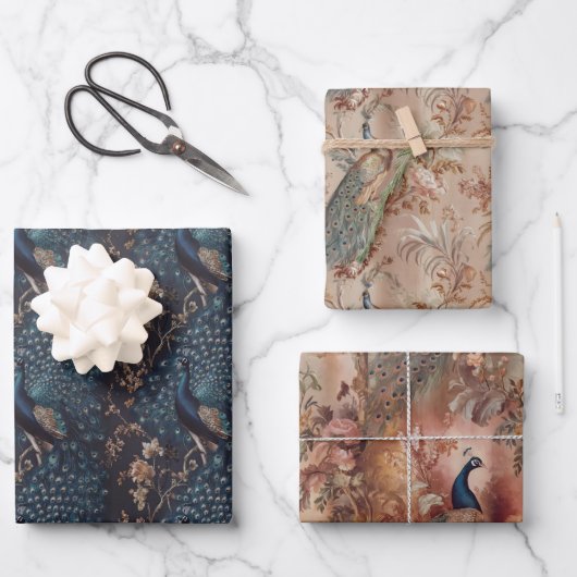 grillig stijl patroon pauwenvogel inpakpapier vel (Voorkant)