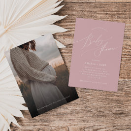 grillig stoffig Roos | Foto Baby shower Kaart