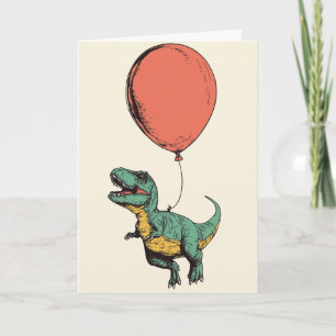 grillig T-rex ballon Wenskaart Kaart
