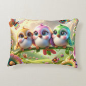 Grillig Trio van Lente Zangvogels Accent Kussen (Achterkant)