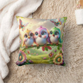 Grillig Trio van Lente Zangvogels Kussen (Deken)