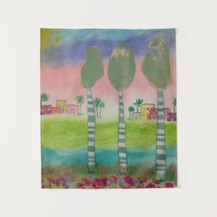 Grillig Tropisch Landschap Wandkleed