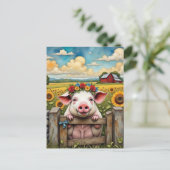 grillig varken briefkaart (Staand voorkant)