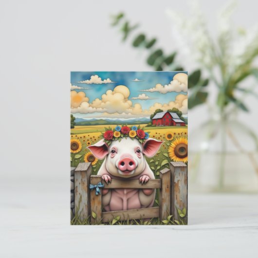 grillig varken briefkaart (Staand voorkant)