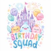 grillig verjaardagsfeest Shirt | Kasteel en ballon Sticker (Voorkant)