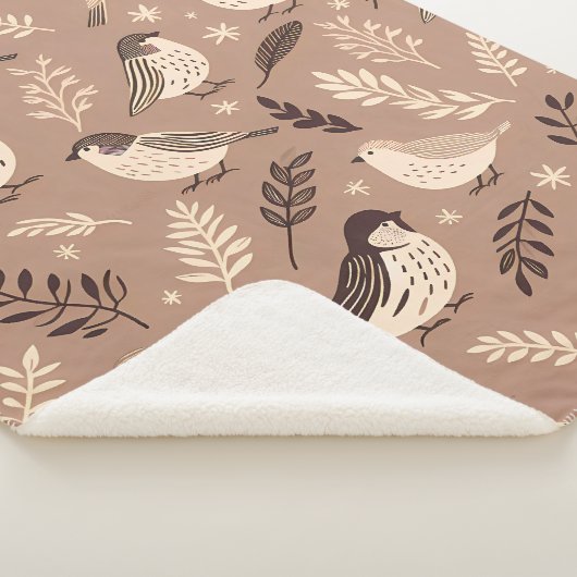 grillig vogelpatroon sherpa deken (3/4)