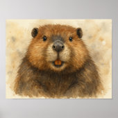grillig Waterverf beverportret Poster (Voorkant)