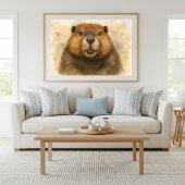 grillig Waterverf beverportret Poster