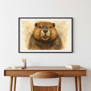 grillig Waterverf beverportret Poster