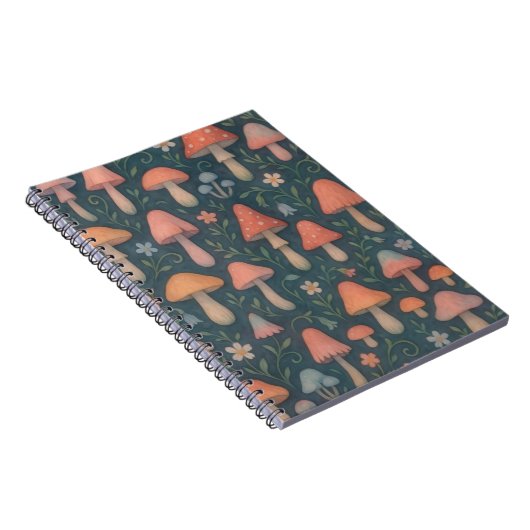 grillig Waterverf paddenstoelenpatroon Notitieboek (Rechterzijde)