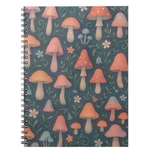 grillig Waterverf paddenstoelenpatroon Notitieboek (Voorkant)