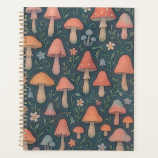 grillig Waterverf paddenstoelenpatroon Planner (Voorkant)