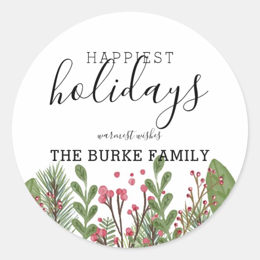 grillig wintergroen blad ronde sticker (Voorkant)