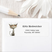 grillig wit tevreden kat retouradres etiket (Insitu)