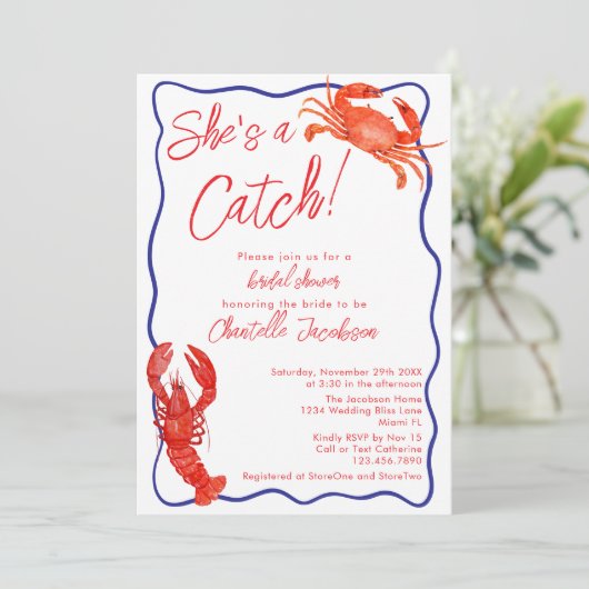 Grillig Zij is een vangst Rood kust bruidsdouche Kaart (Staand voorkant)