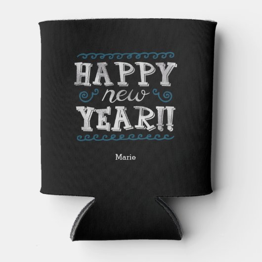 grillig, zilver, oudejaarsavond blikjeskoeler (Voorkant)