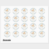 grillig zoet hert blauw bloemig Baby shower Ronde Sticker (Vel)
