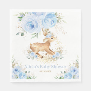 grillig zoet hert blauw bloemig Baby shower Servet