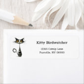 grillig zwart wit gestreept kattenretouradres etiket (Insitu)