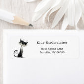 grillig zwart wit ondeugend kattenadres etiket (Insitu)