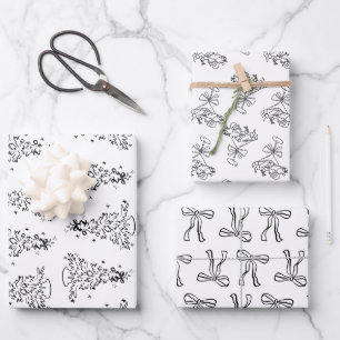 grillig zwart-wit trendy hand getekend inpakpapier vel