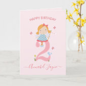 Grillige 2e verjaardag fee, meisjes schattig roze kaart (Gele Bloem)